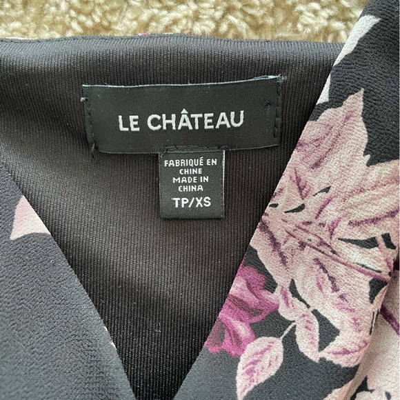 Le Château Y2K Dark Floral Fairy Babydoll Asymmetric Midi Dress Flowy XS Grunge - Picture 12 of 15